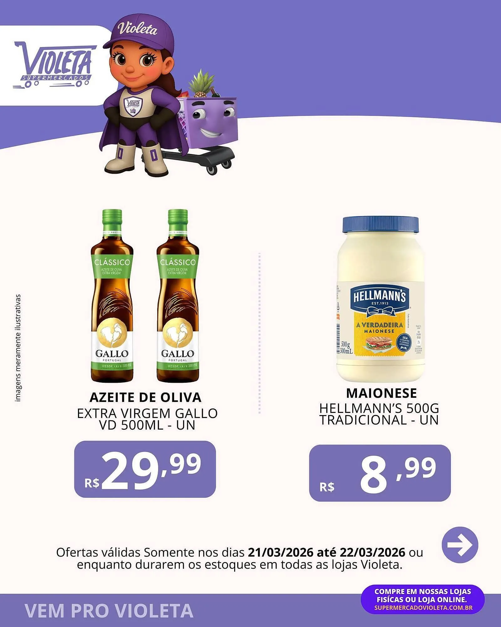 Encarte de Catálogo Violeta Supermercados 21 de março até 22 de março 2026 - Pagina 1