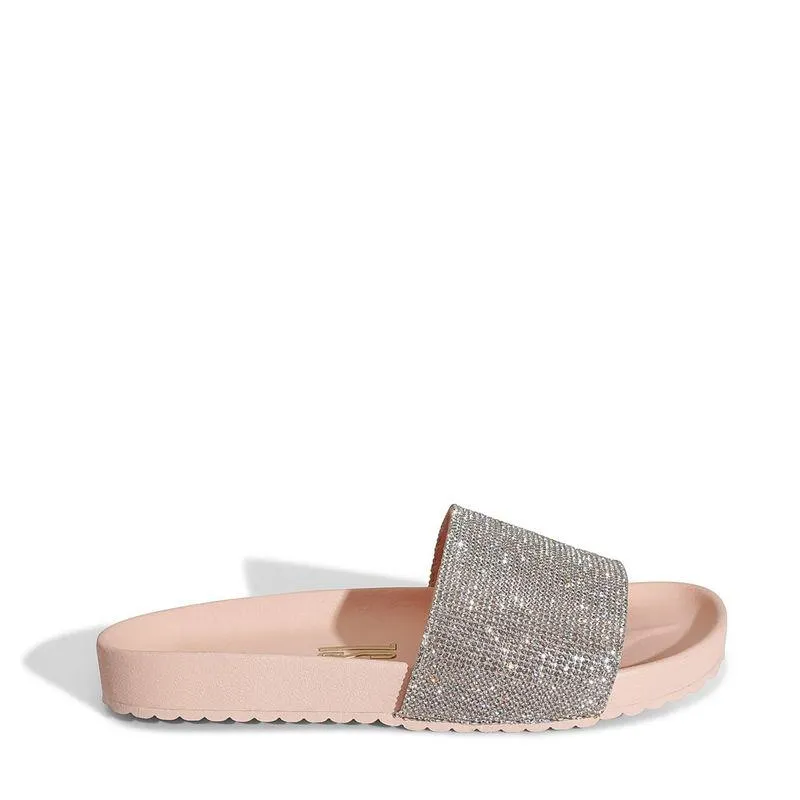Slide Rosa Quartzo com Strass