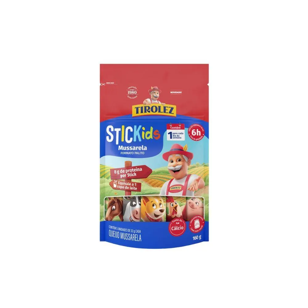 Queijo muçarela Tirolez stickids 160g