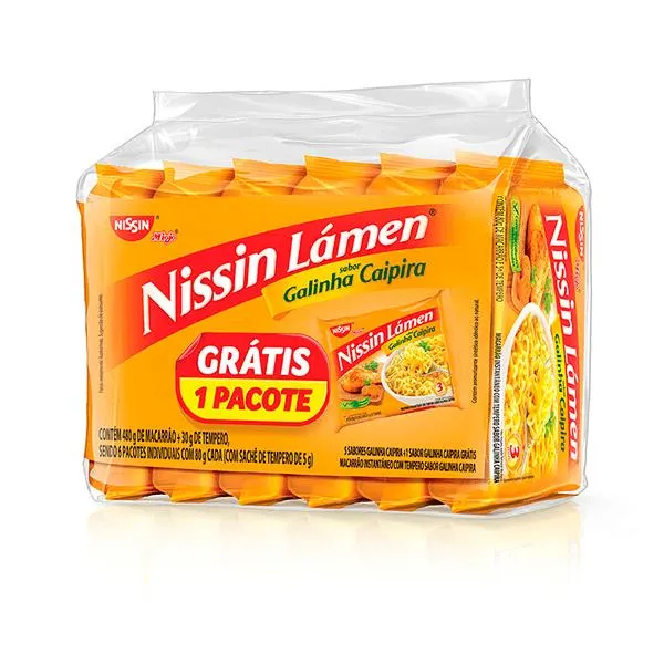 Kit Macarrão Instantâneo Nissin Lámen c/ 6 - Grátis 1 Pacote