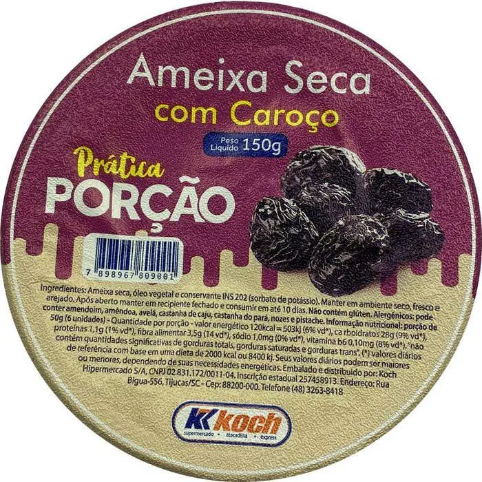 Ameixa Seca Koch Com Caroço Pote 150g