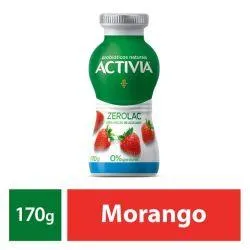 Leite Fermentado Desnatado Morango Zero Lactose Activia Zerolac Frasco 170g