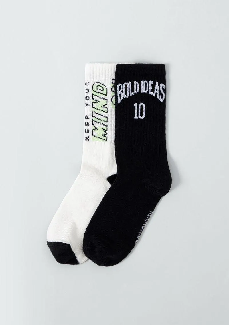 Kit Com 2 Pares De Meia Infantil Menino Em Ribana Cano Alto - Multicolorido