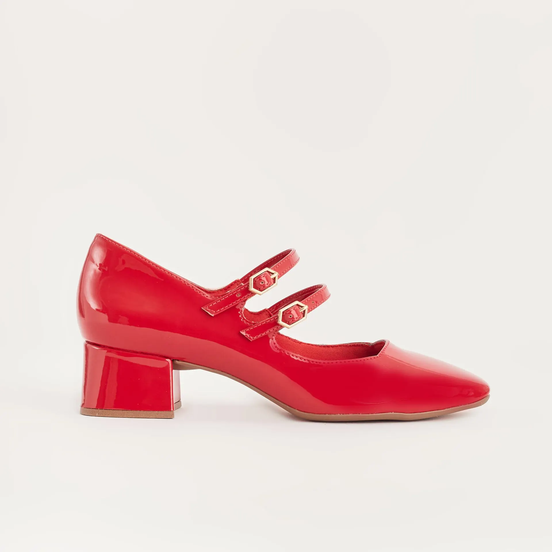 Scarpin boneca fivelas - VERMELHO