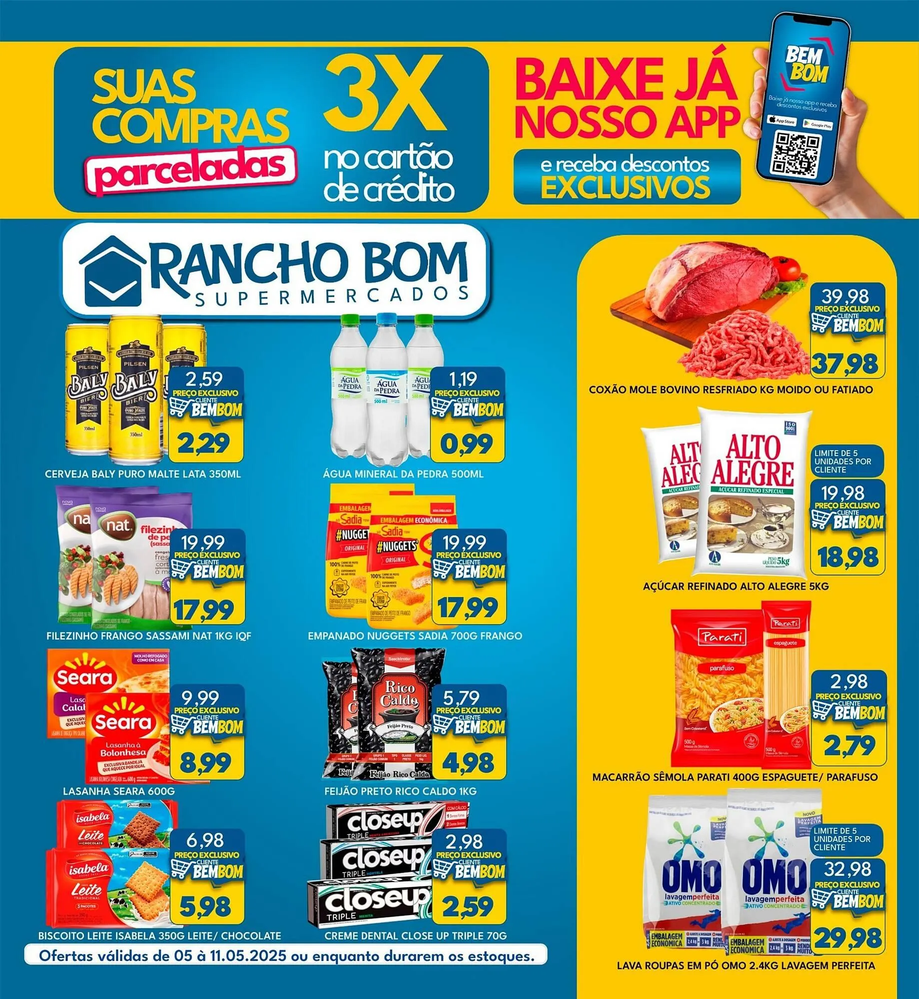Encarte de Catálogo Rancho Bom Supermercados 5 de maio até 11 de maio 2025 - Pagina 1