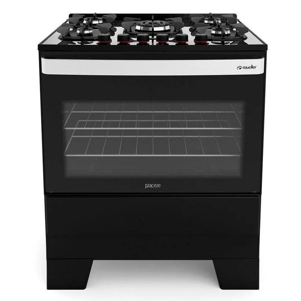 Fogão De Piso 5 Bocas Piacere Vetro Preto Mueller - Bivolt