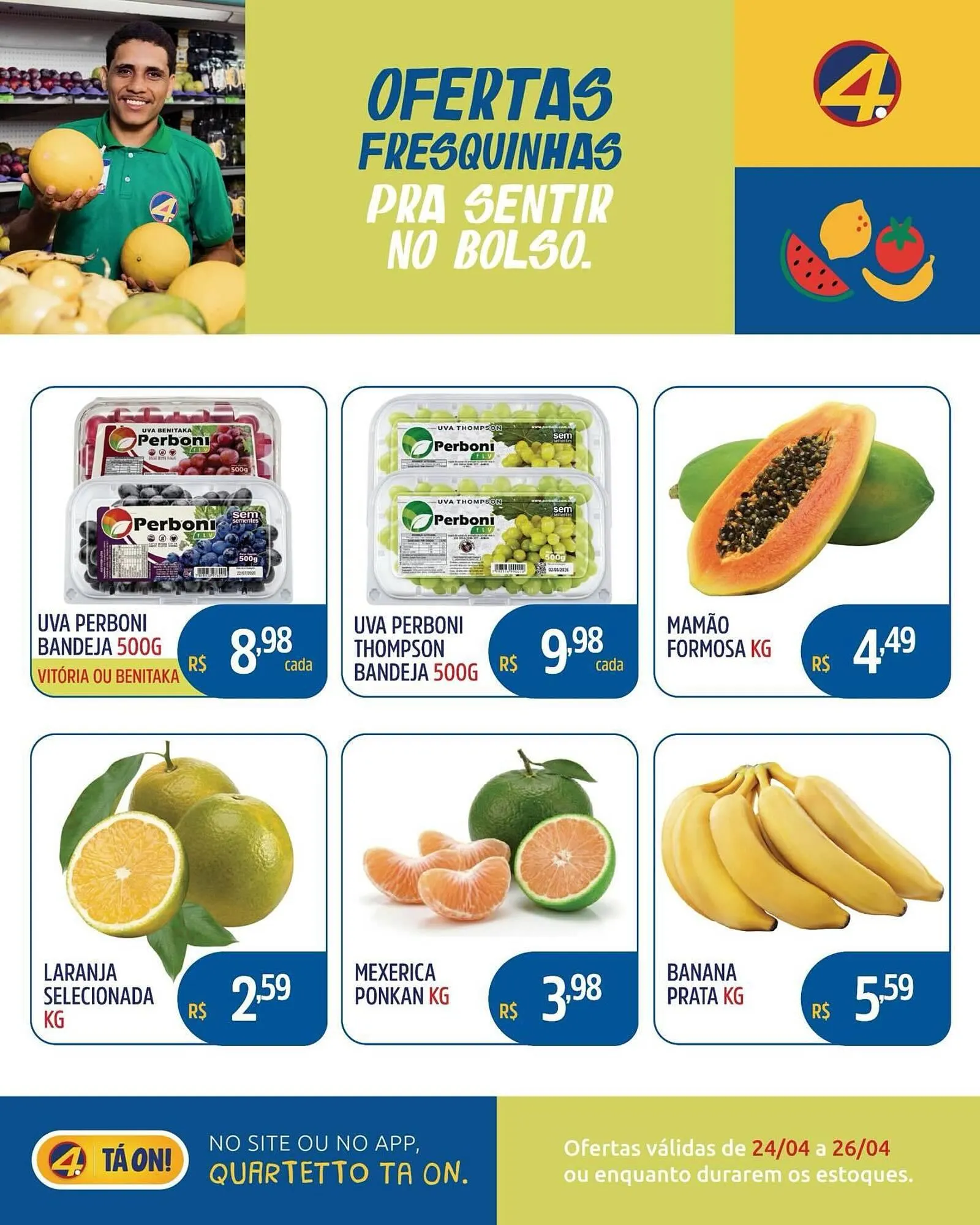 Encarte de Catálogo Quartetto Supermercados 24 de abril até 26 de abril 2026 - Pagina 1