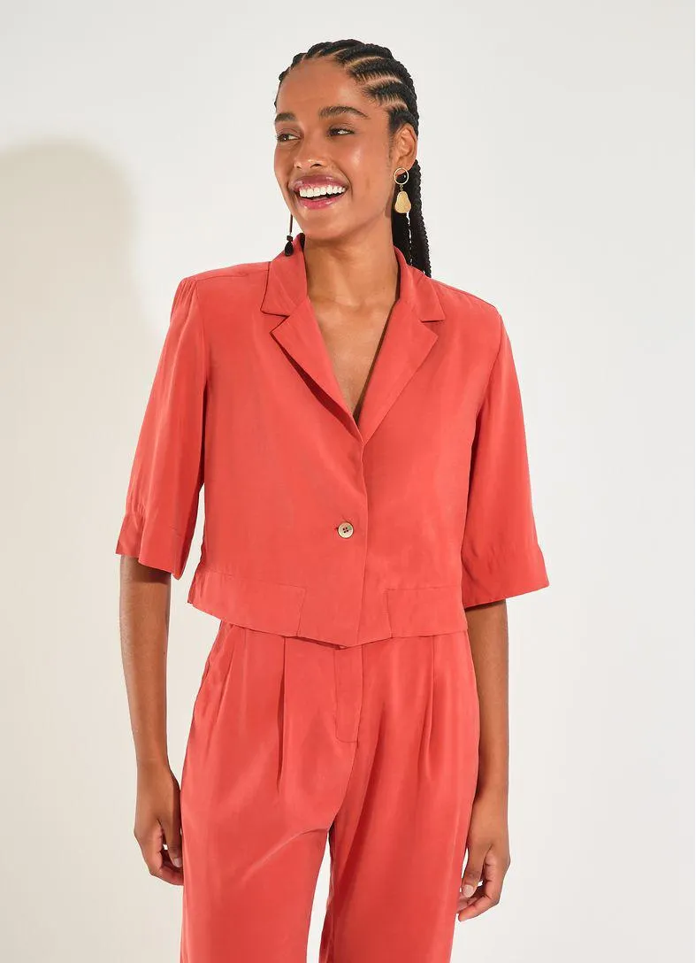 Casaco cropped poetisa vermelho