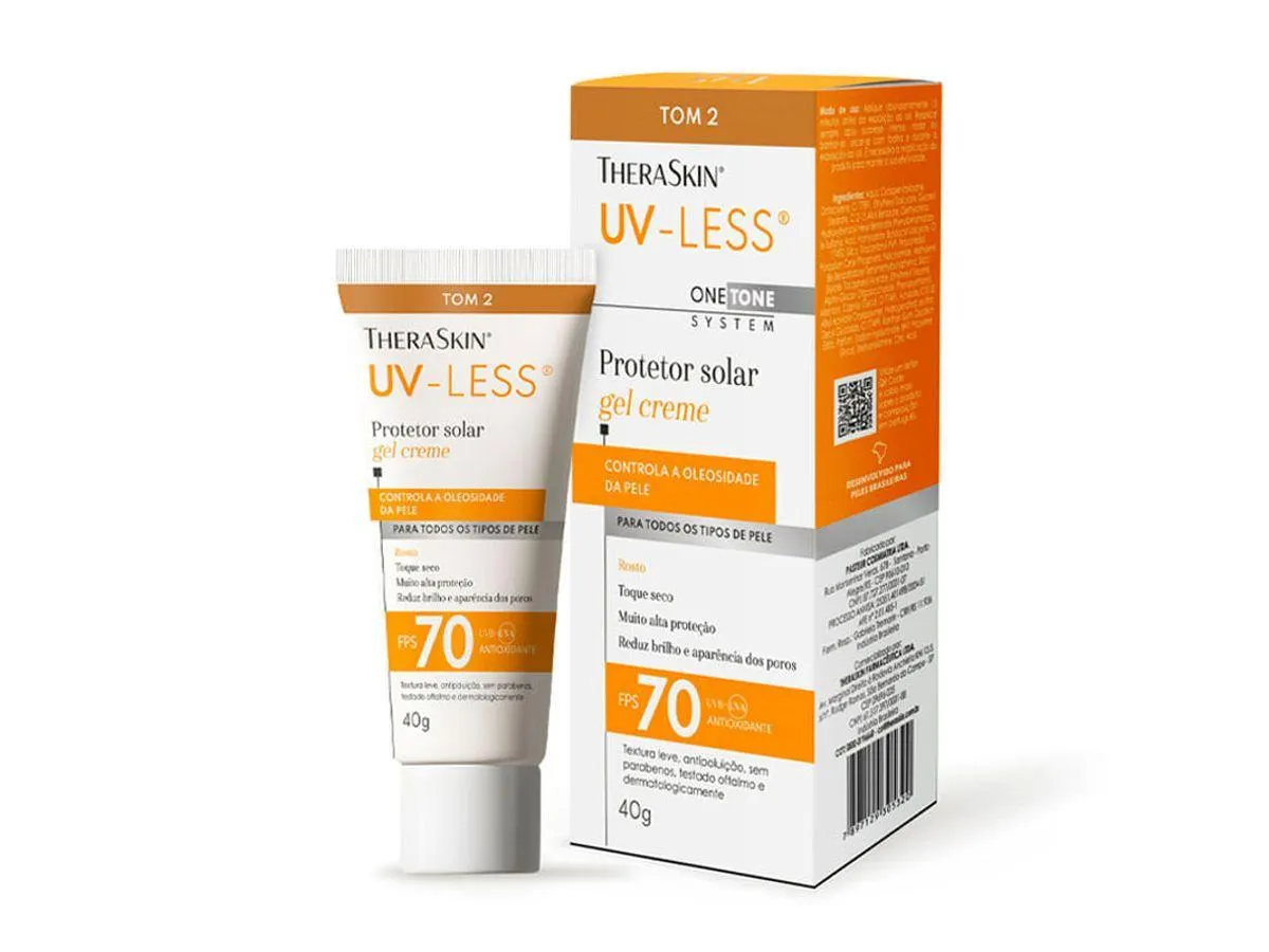 Protetor Solar Facial TheraSkin UV-Less One Tone System Gel Creme FPS70 Tom 2 40g