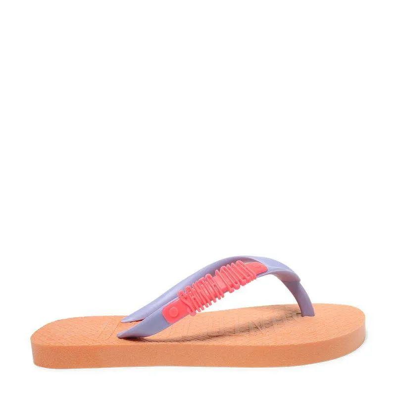 Flip Flop Infantil Laranja Borracha Tiras Flat