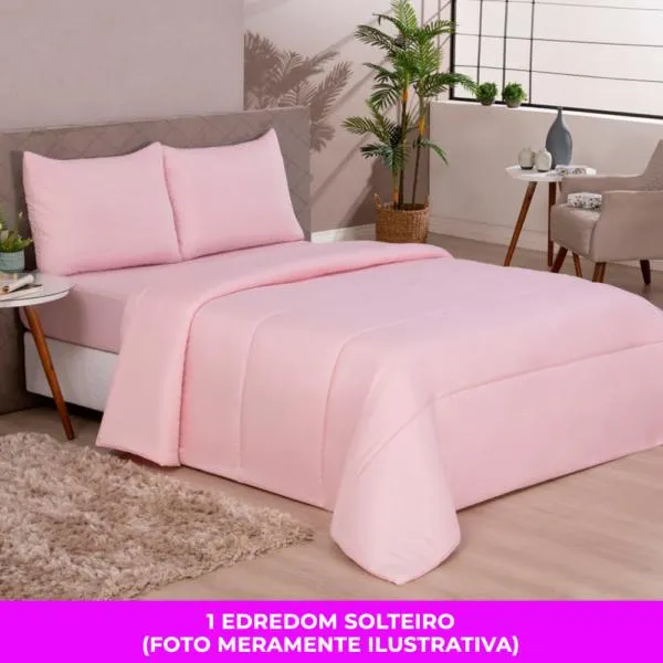 Edredom Solteiro Microfibra Colors Rosa Glacê Vestcasa