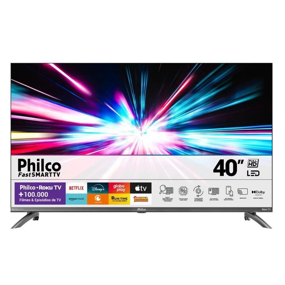 Smart Tv 40” Philco Ptv40m9gr2cgb Roku Tv Led Dolby Audio - Bivolt