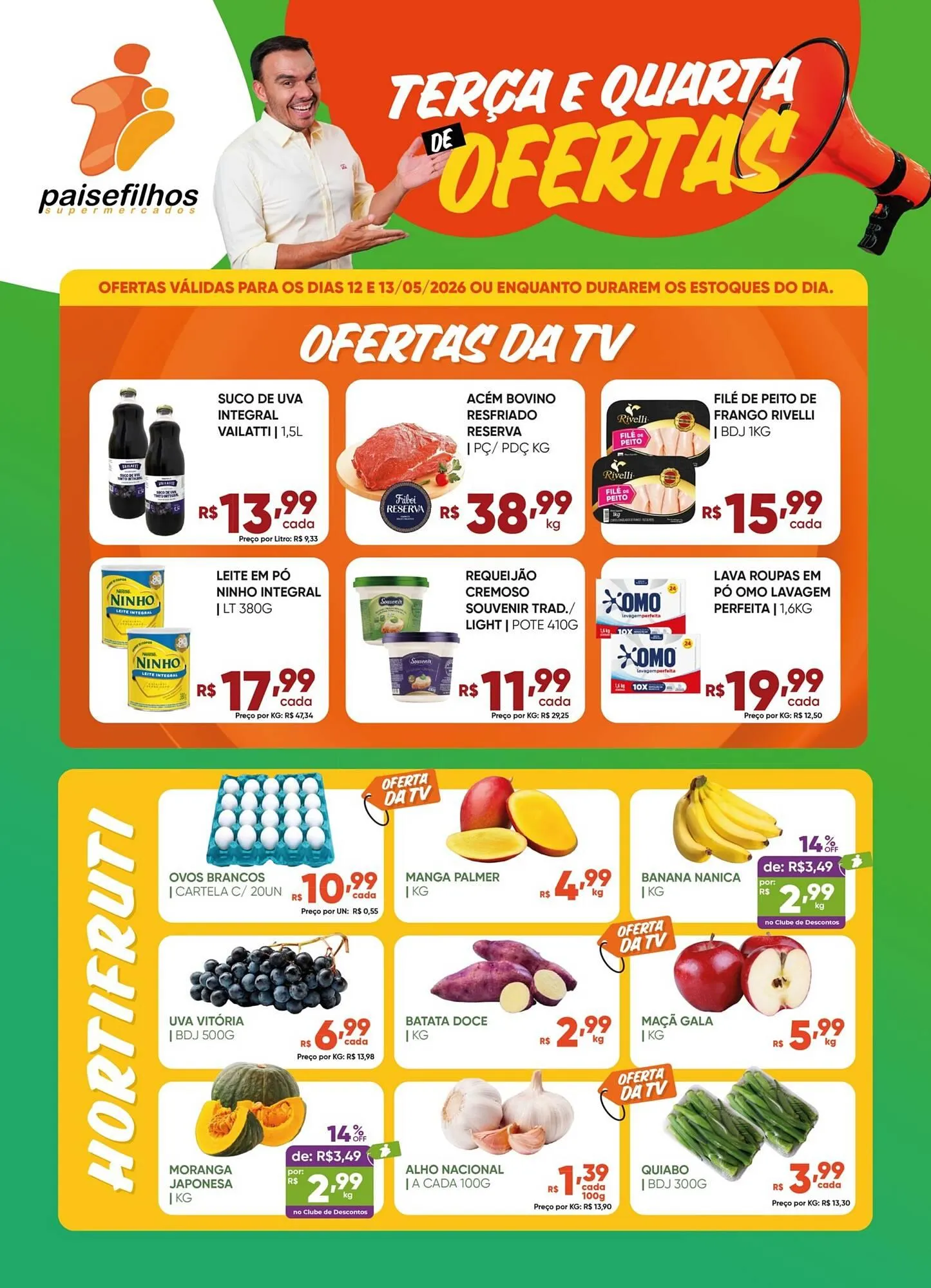 Encarte de Catálogo Pais e Filhos Supermercados 12 de maio até 13 de maio 2026 - Pagina 1