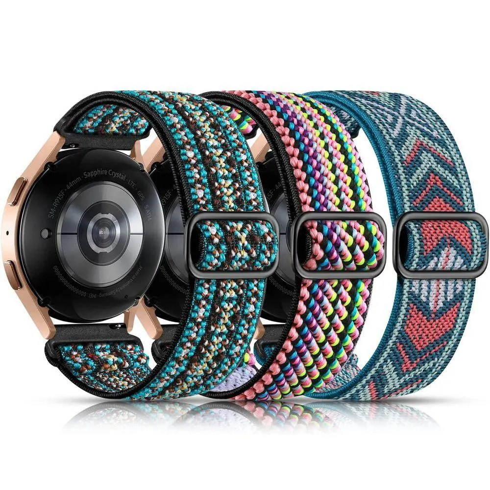 Kit 3 Pulseiras Elásticas Para Galaxy Watch 4-7-5 Pro (verde Boho, Verde Seta, Colorido)