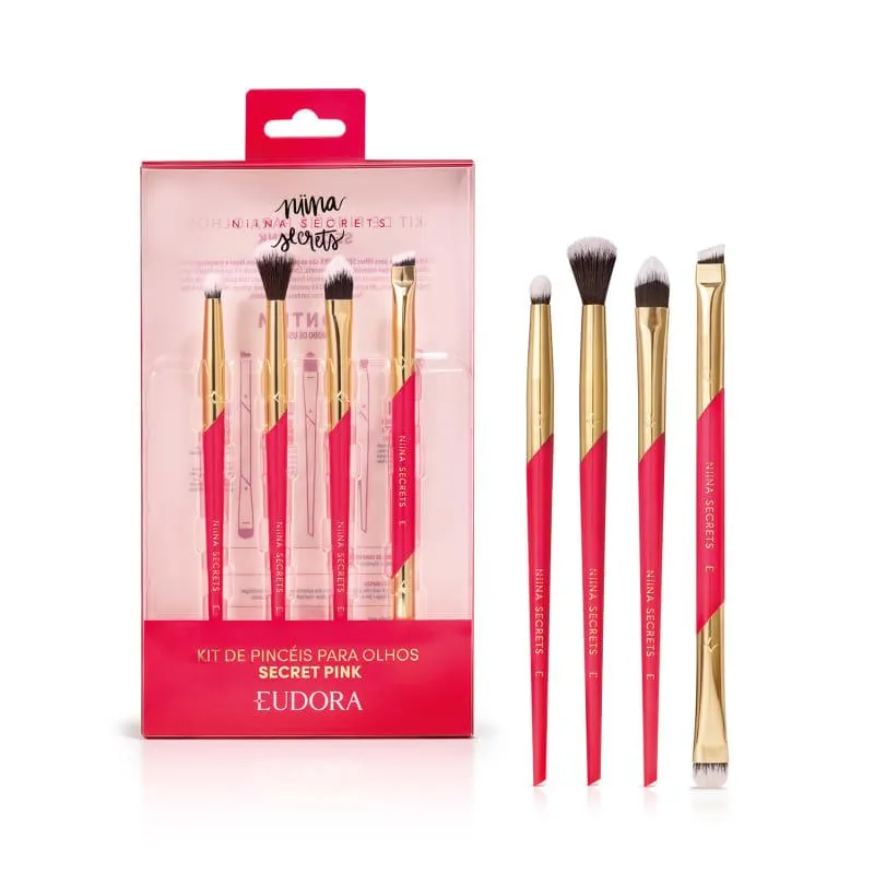 Kit Pincéis para Olhos Secret Pink Niina Secrets