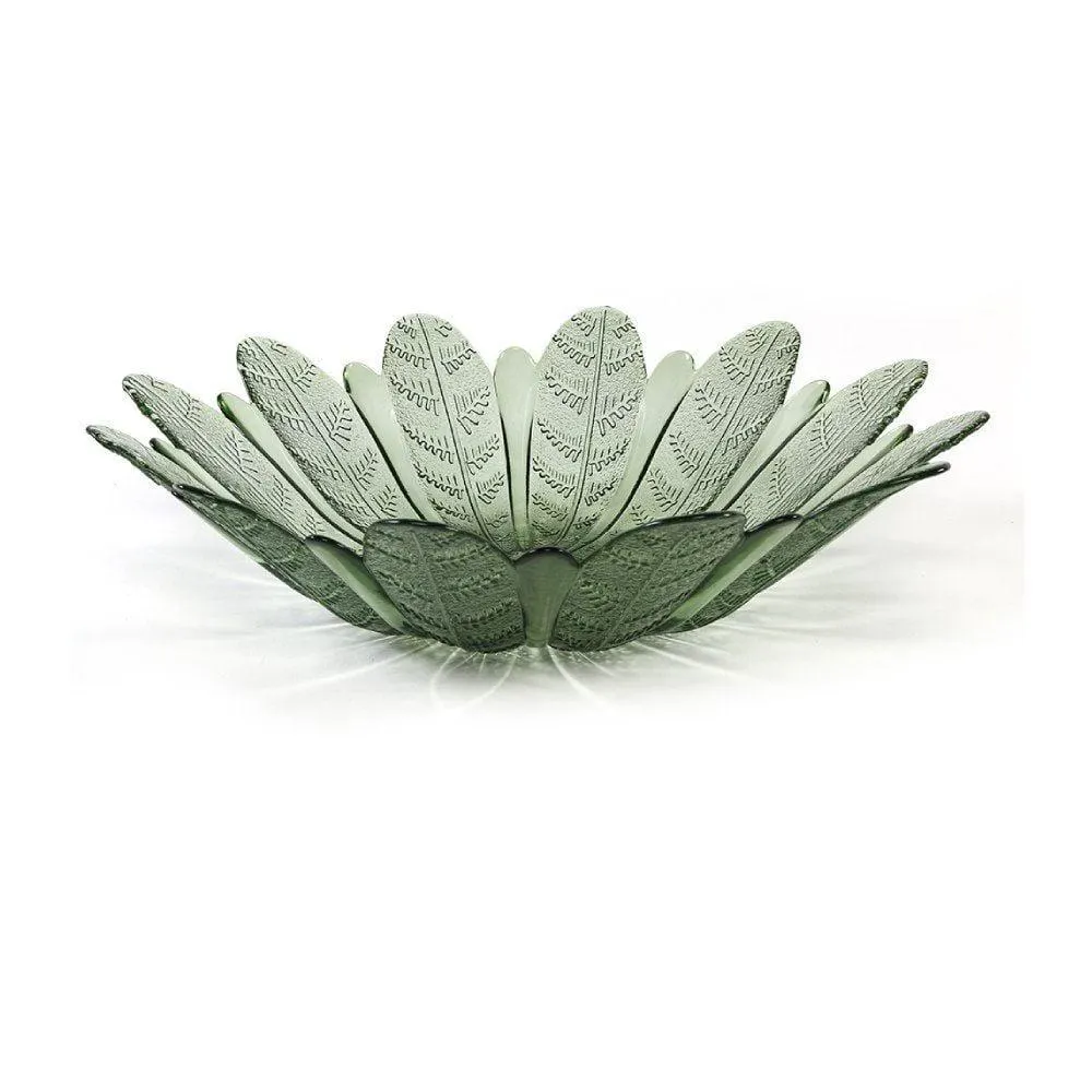 Centro De Mesa Vidro Folhas Vitazza 39Cm - Verde