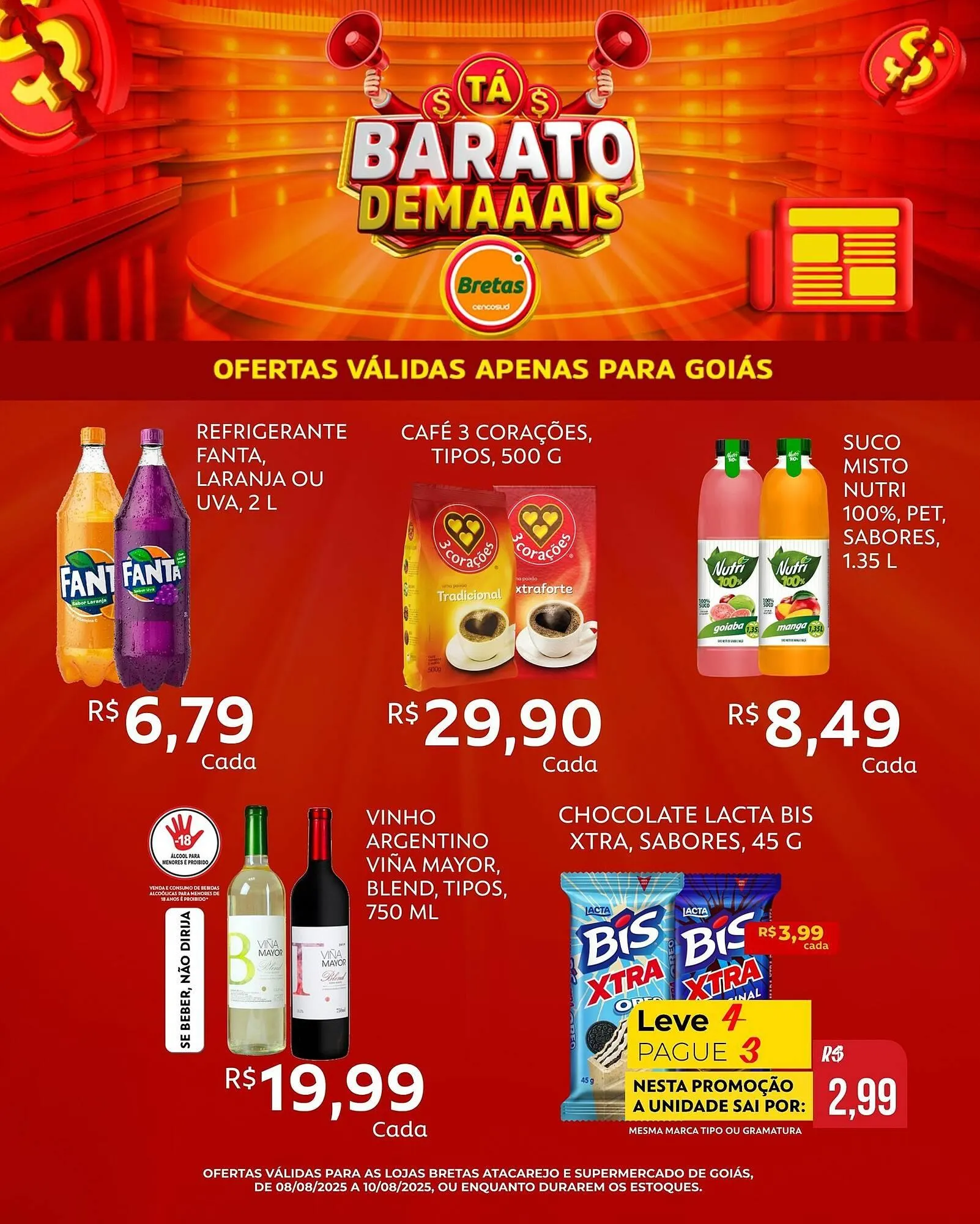 Encarte de Catálogo Supermercados Bretas 8 de agosto até 10 de agosto 2025 - Pagina 4