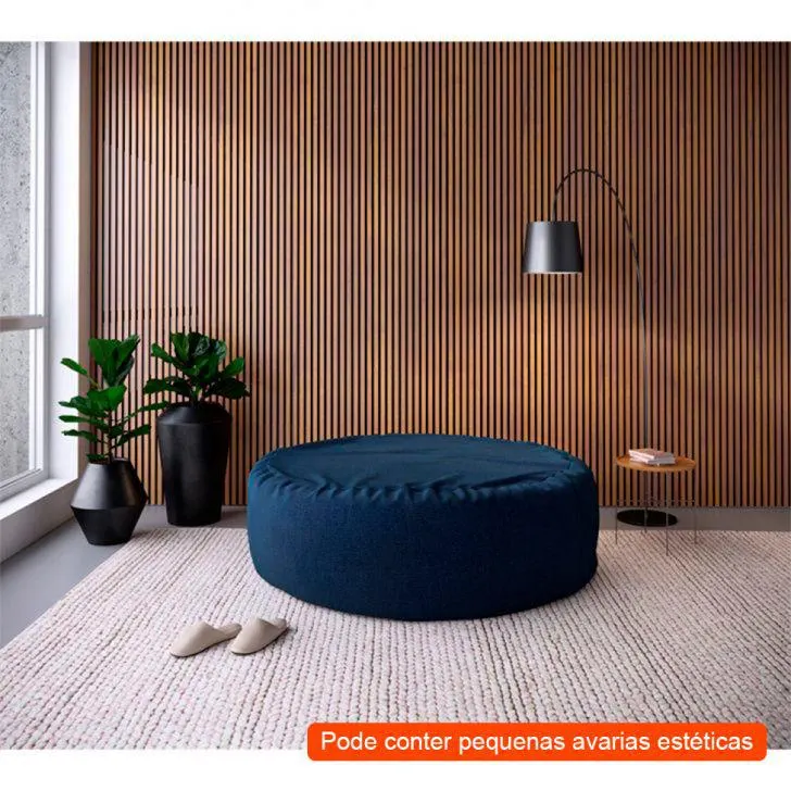 [OUTLET] Puff Redondo Gigante Linho Azul Marinho