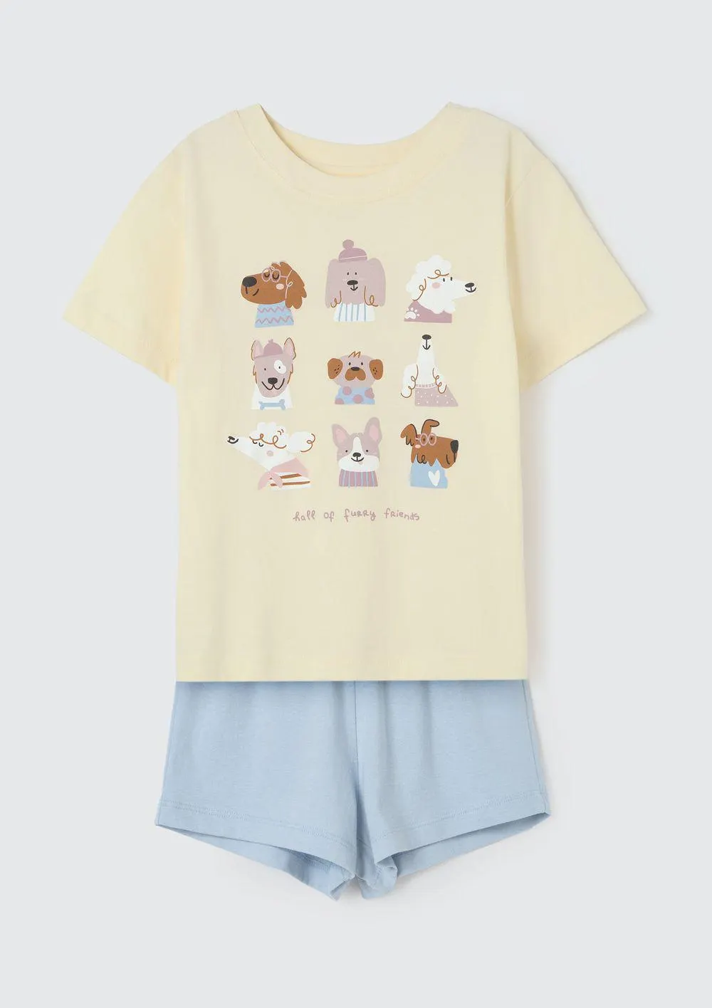 Pijama Infantil Menina Curto Com Estampa - Amarelo