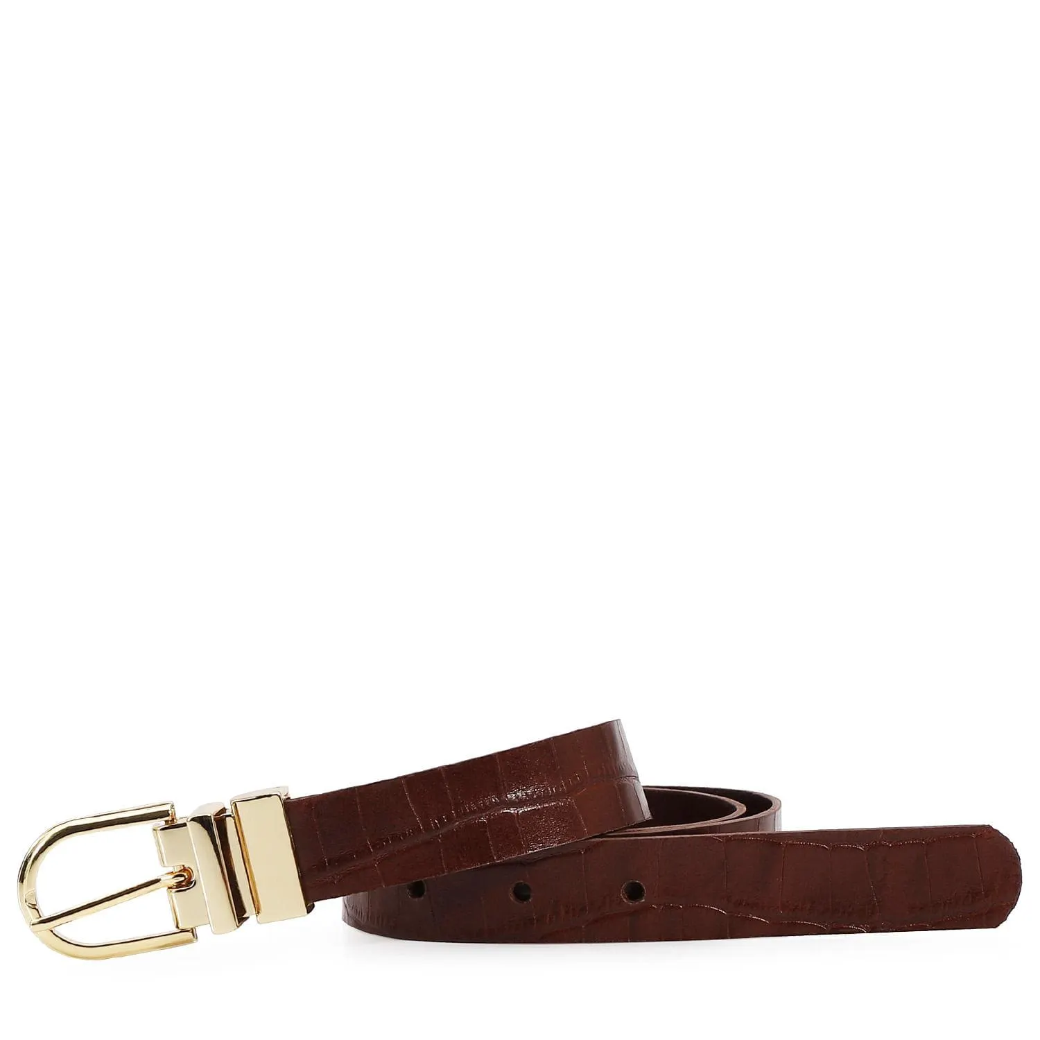 Cinto Croco Mogno/Couro Mogno