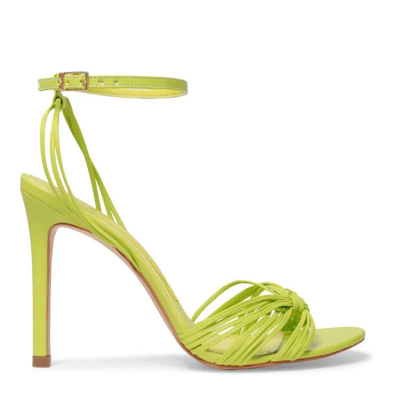 Sandália Verde Salto Alto Tiras Nó