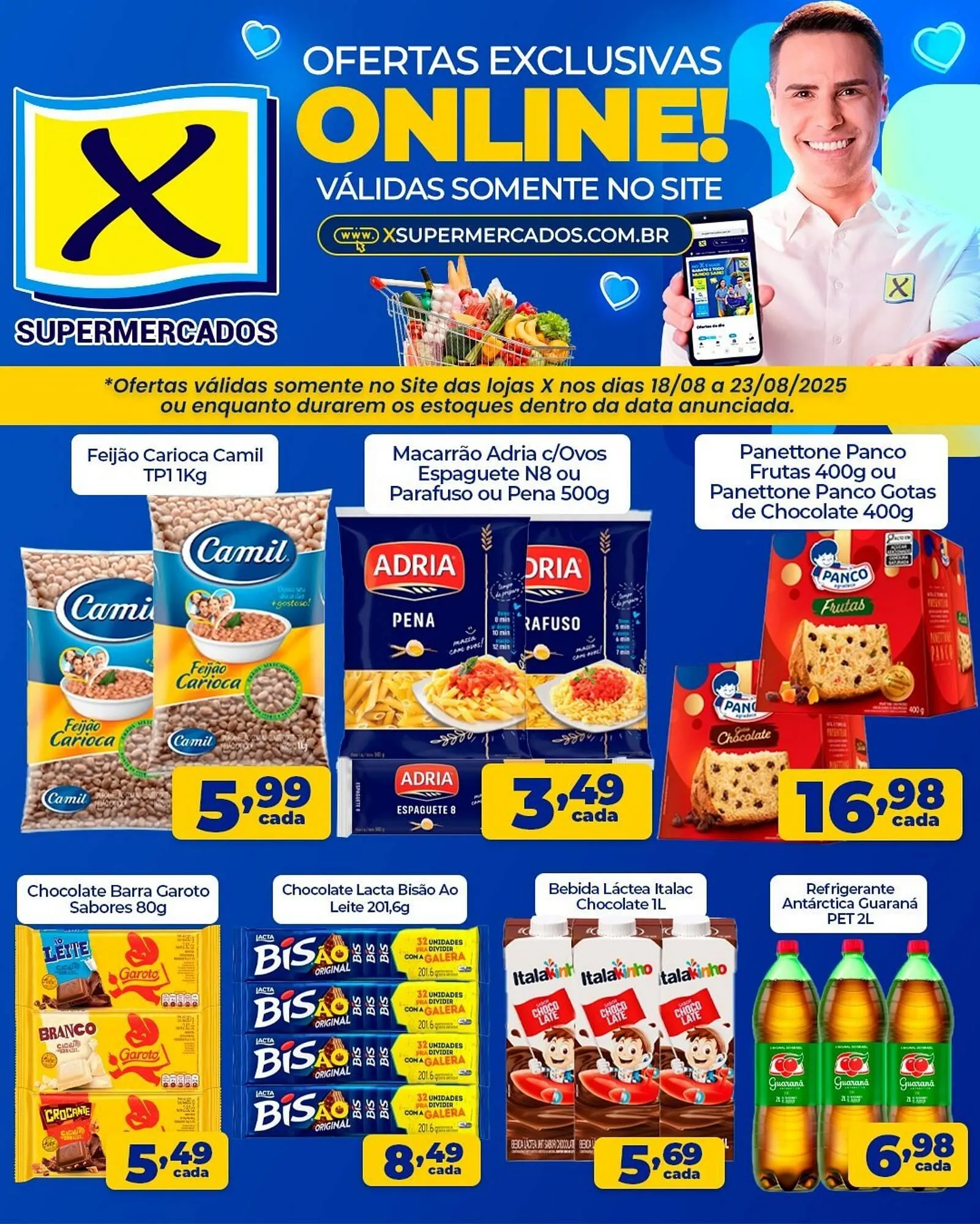 Encarte de Catálogo X Supermercados 18 de agosto até 23 de agosto 2025 - Pagina 1
