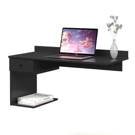 Escrivaninha Suspensa 1 Gaveta 0,90m Charme Preto EJ Móveis