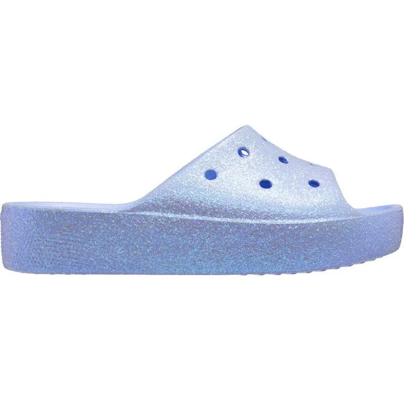 Chinelo Crocs Classic Platform Glitter Slide MOON JELLY