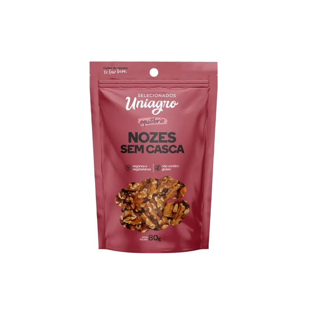 Nozes Uniagro Equilíbrio Sem Casca Sache Com 80g
