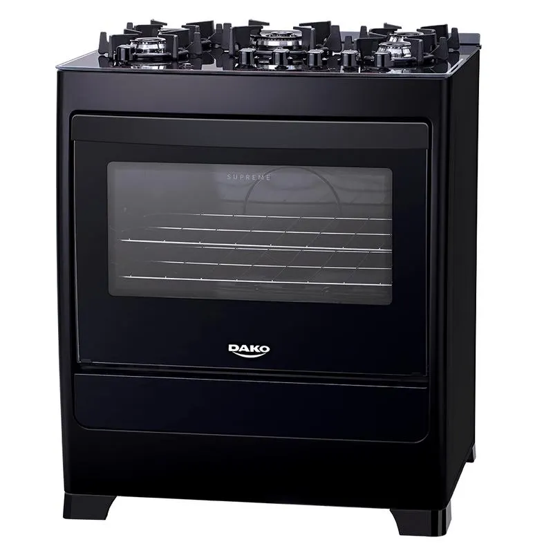 Fogão 5 Bocas de Piso Dako, Acendimento Automático, Preto - Supreme Glass