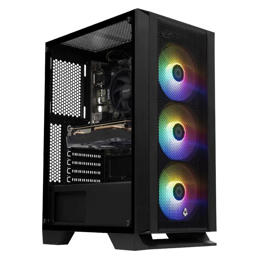 PC Gamer Completo Mancer Krampus II, AMD Ryzen 5 5500, GeForce RTX 3060 12GB, 16GB DDR4, SSD 480GB + Monitor + Kit Periféricos