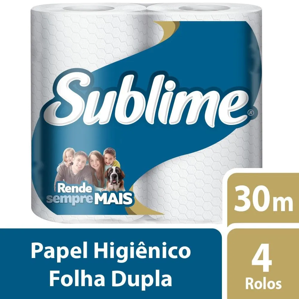 Papel Higiênico Folha Dupla Sublime Softys 30m Com 4 Rolos
