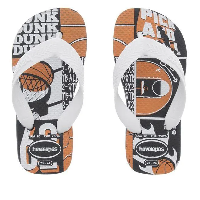 Chinelo Infantil Havaianas Kids Athletic Basquete Branco