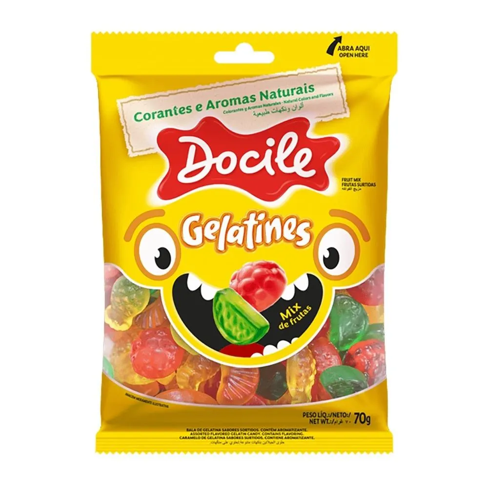 Bala De Gelatina Docile Mix De Frutas 70g
