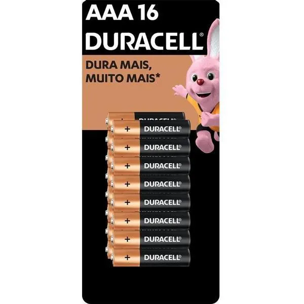 Pilha Alcalina Duracell Palito AAA - BT 16 UN