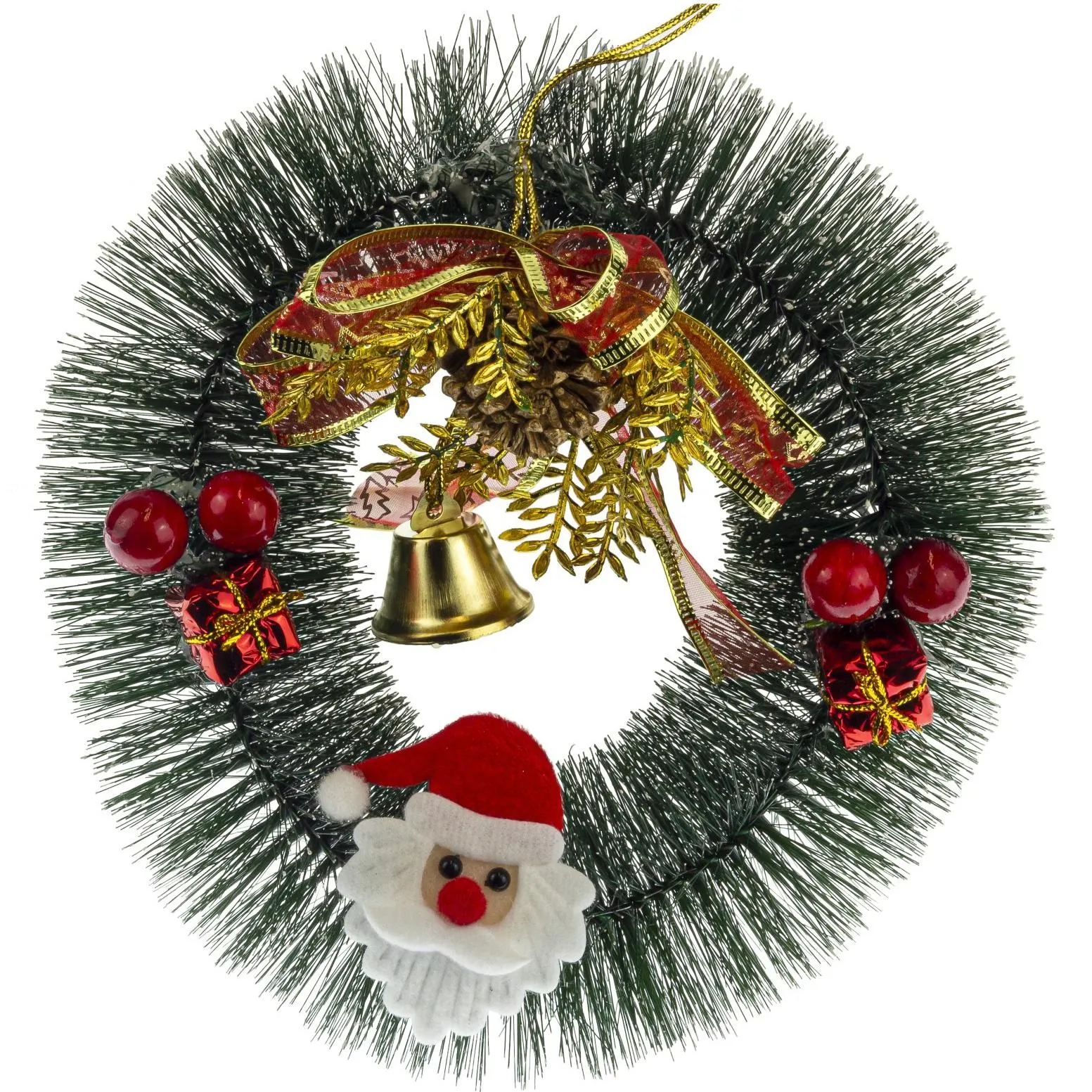 Guirlanda de Natal 20cm com Laço e Papai Noel - Rio de Ouro Natal