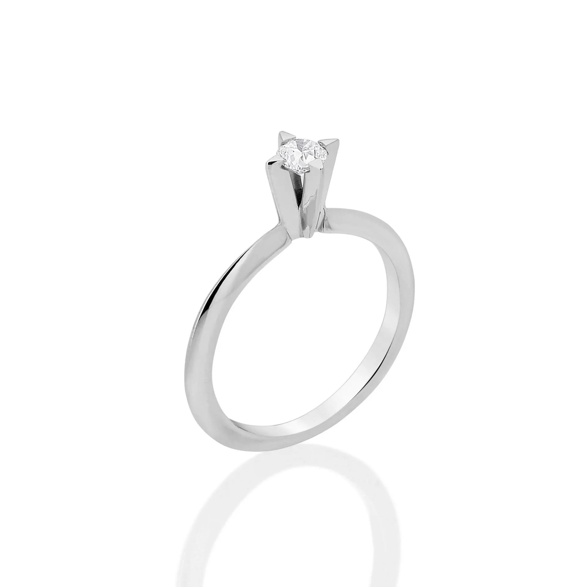 Anel Savage Solitário | Ouro Branco 18K E Diamante Solitário