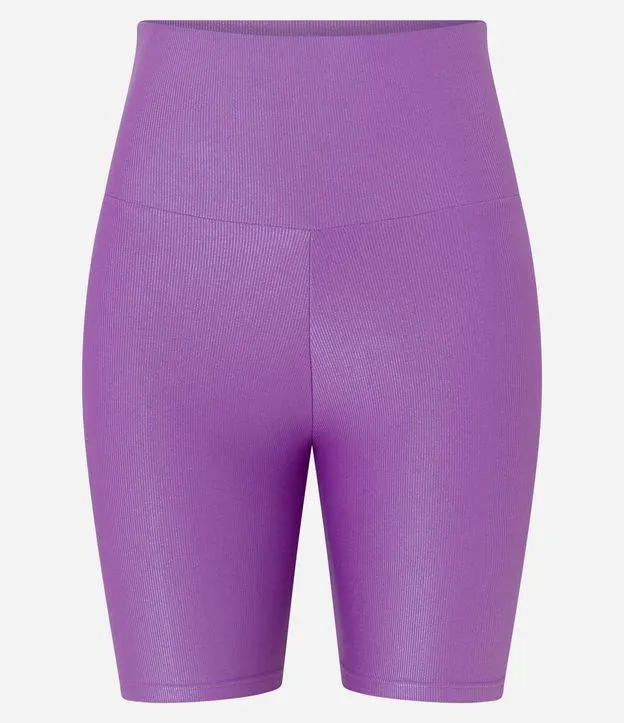 Bermuda Esportiva em Poliamida com Textura Canelada e Bolsinho Interno Roxo