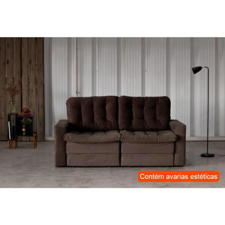 [OUTLET] Sofá 3 Lugares 180 cm Retrátil Lubeck Plush I Suede Marrom