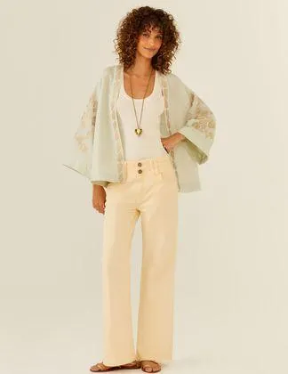 Calça Sarja Detalhe Recortes