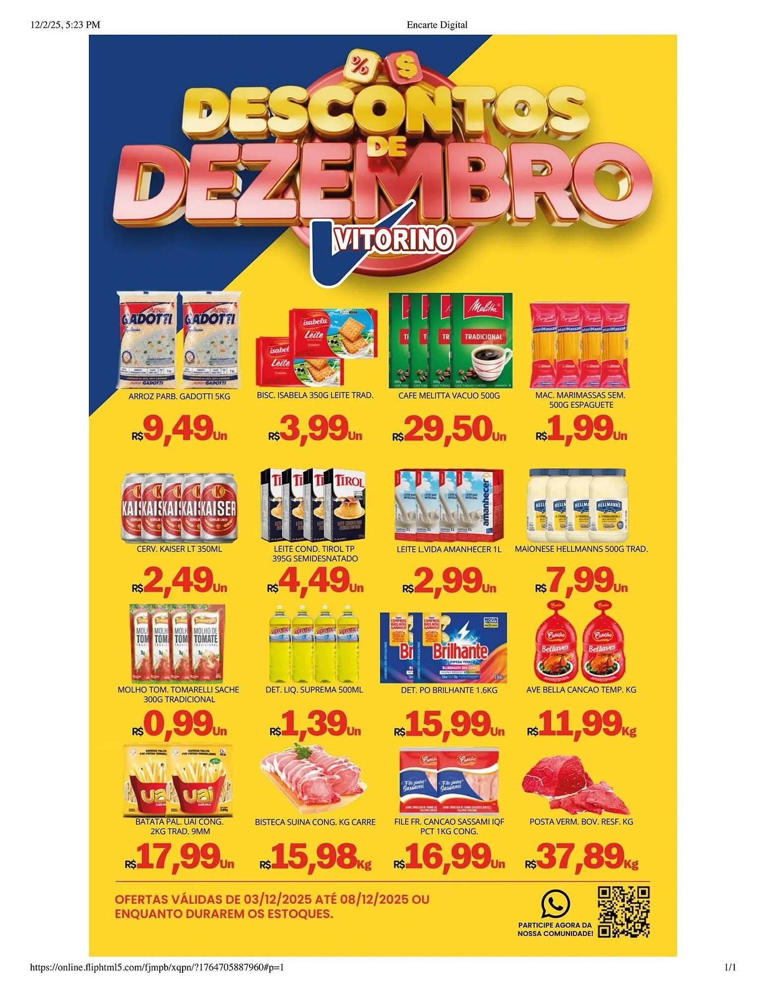Encarte de Catálogo Supermercado Vitorino 1 de dezembro até 8 de dezembro 2025 - Pagina 1