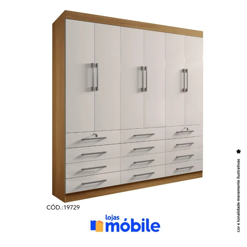 Guarda Roupa Casal 2,40m 6 Portas E 12 Gavetas (19729)