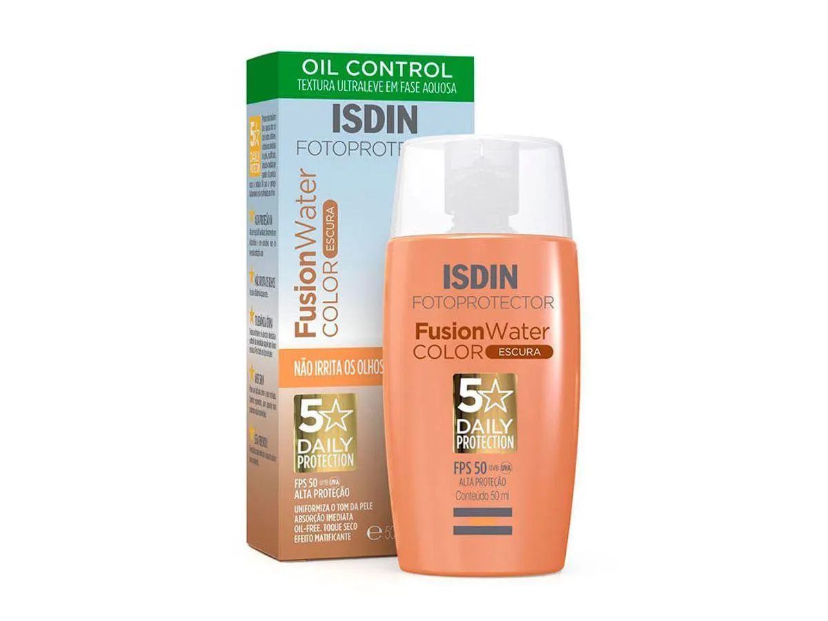 Protetor Solar Facial Isdin Fotoprotector Fusion Water FPS50 Cor Escura 50ml