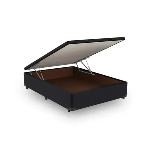 Base Cama Baú King Star Korano Preto Abertura Frontal