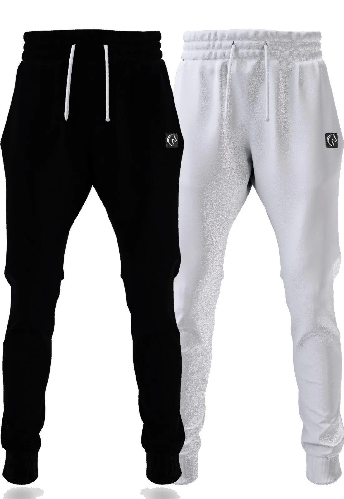 Kit 2 Calças Moletom Flanelada Jogger Básica Masculina Frio Preta e Branca