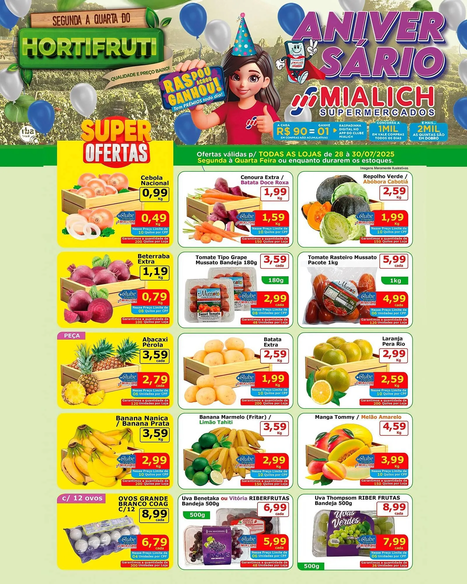 Encarte de Catálogo Mialich Supermercados 28 de julho até 30 de julho 2025 - Pagina 1