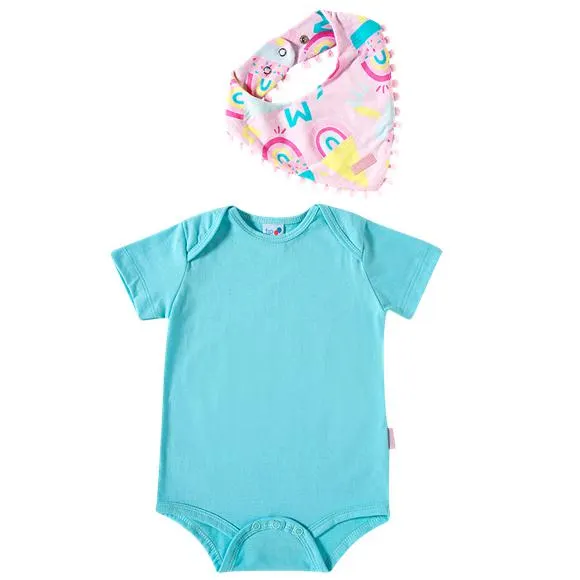 Body manga curta com bandana sorvete meia malha bebê tip top