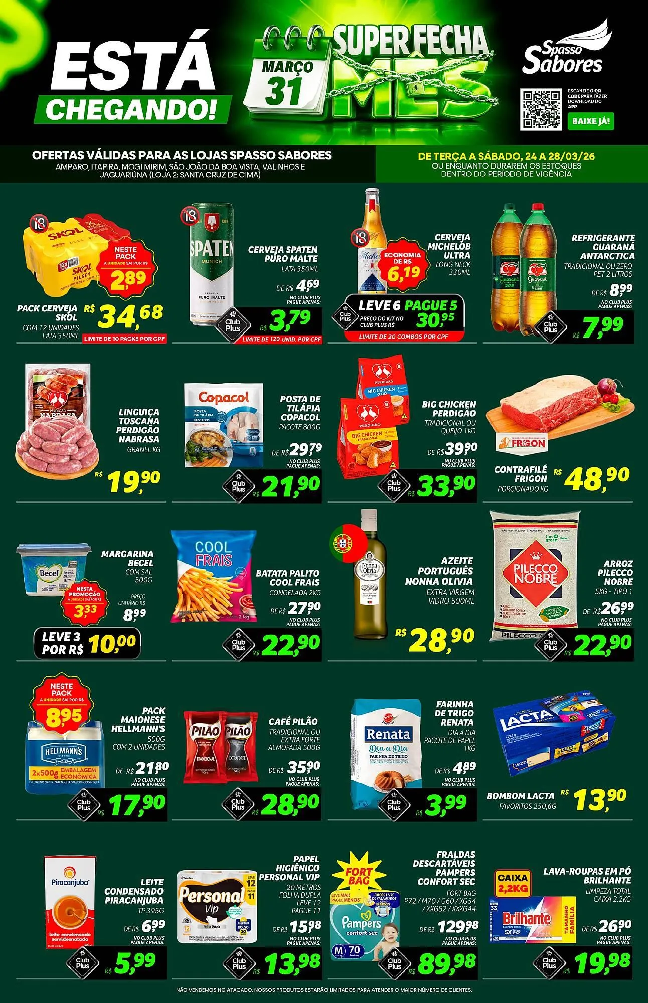 Encarte de Folheto Spasso Sabores 24 de março até 28 de março 2026 - Pagina 1