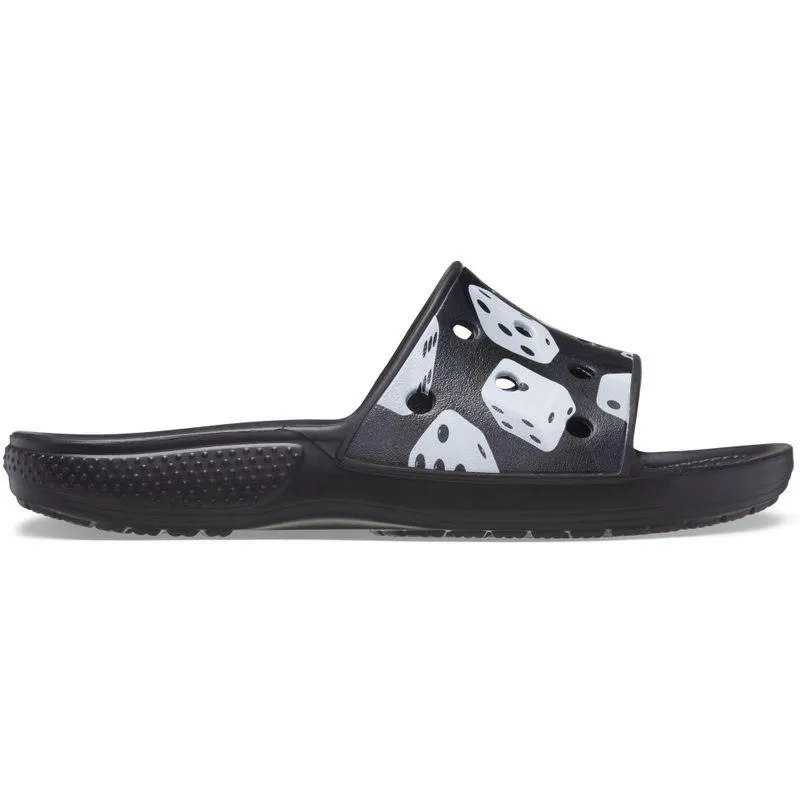Chinelo Crocs Classic Dice Print Slide BLACK/WHITE