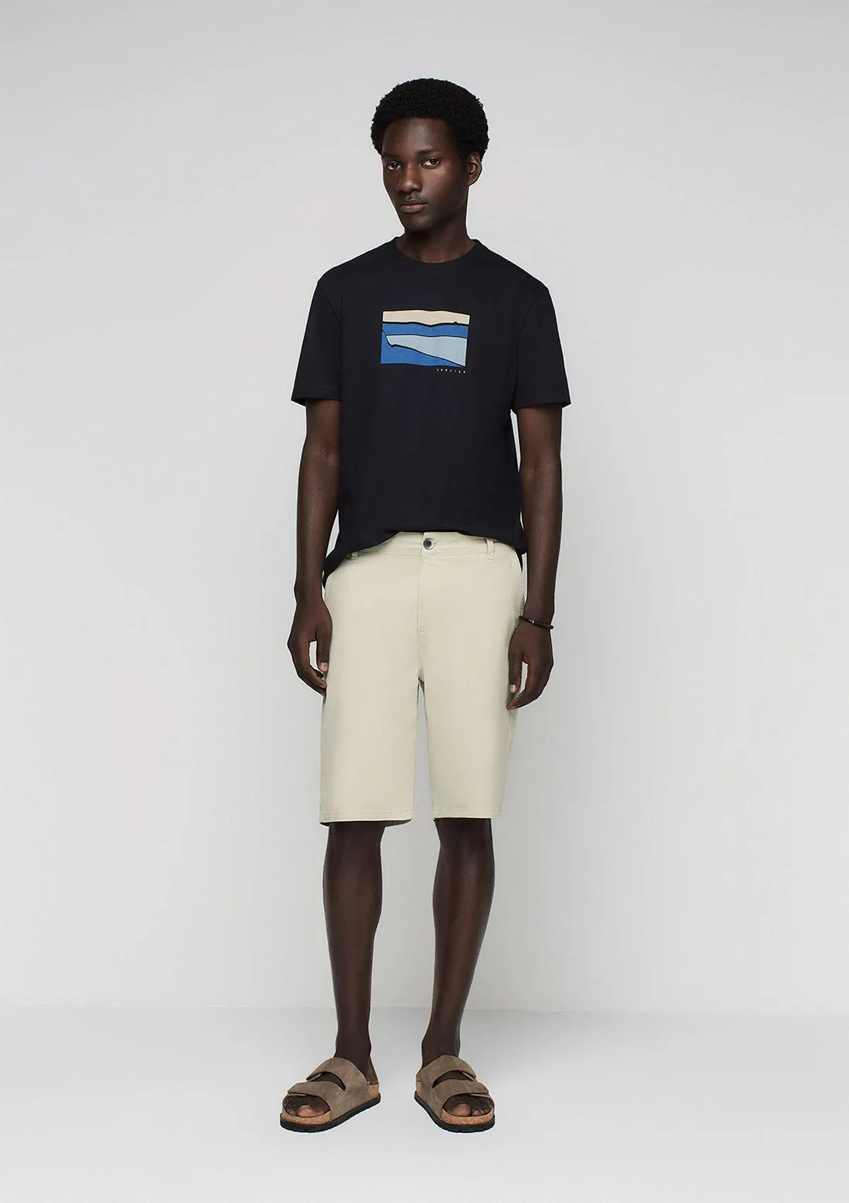 Bermuda Masculina Em Sarja Chino - Bege